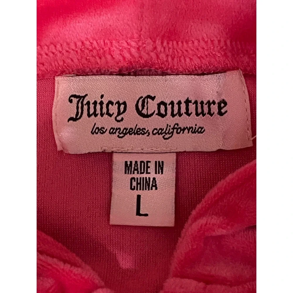Juicy Couture Tracksuit Women L Pink Y2K Rhinestone Velour Hoodie Pants - Picture 7 of 15